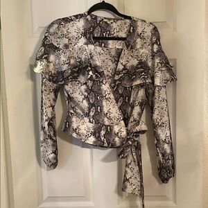 Gianni Bini Black and White Snakeskin Blouse